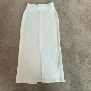 Zara WHITE LONG SOFT PIQUÉ PENCIL SKIRT Sz M NWT stretchy belt loops
